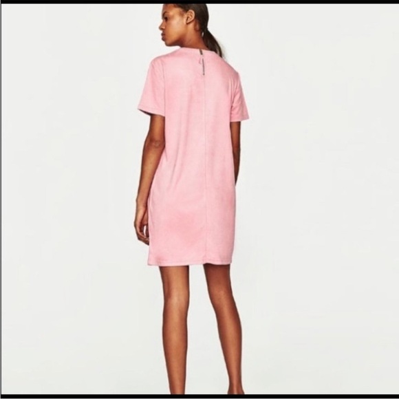 Zara Light Pink Faux Suede Tshirt Shift Dress Small - Picture 2 of 9